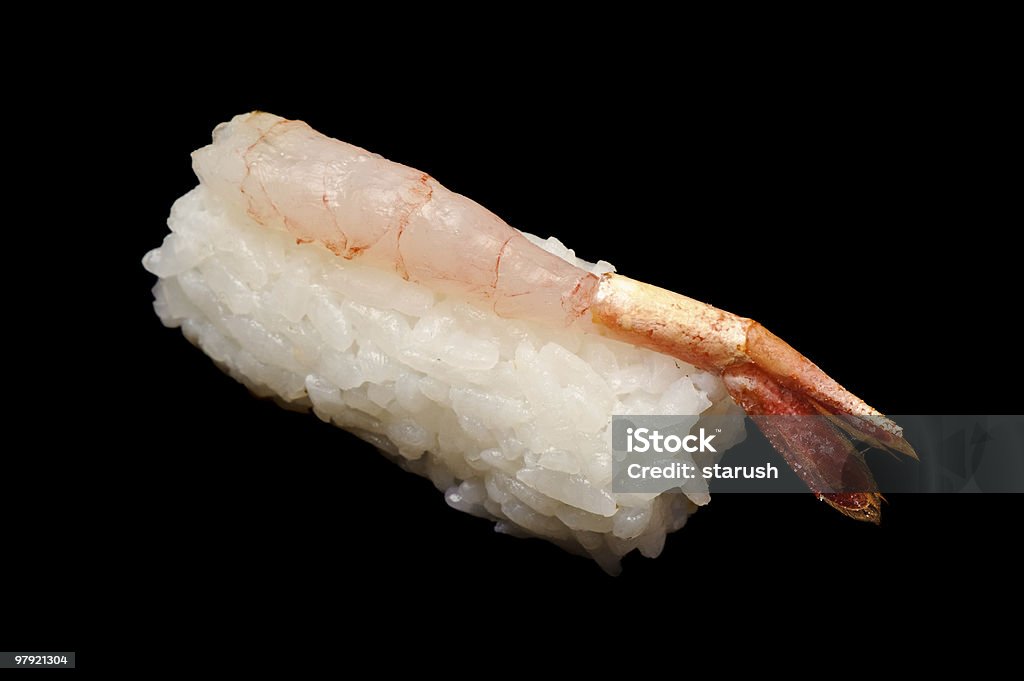 cocktail shrimp nigiri-zushi  Black Background Stock Photo
