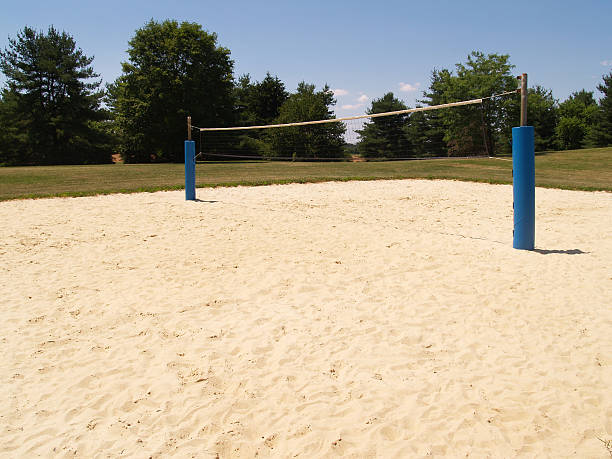 outdoor sand volleyball court stock photo