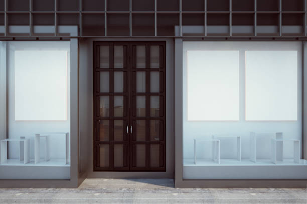 istock Contemporary shopfront with blank poster 979219332