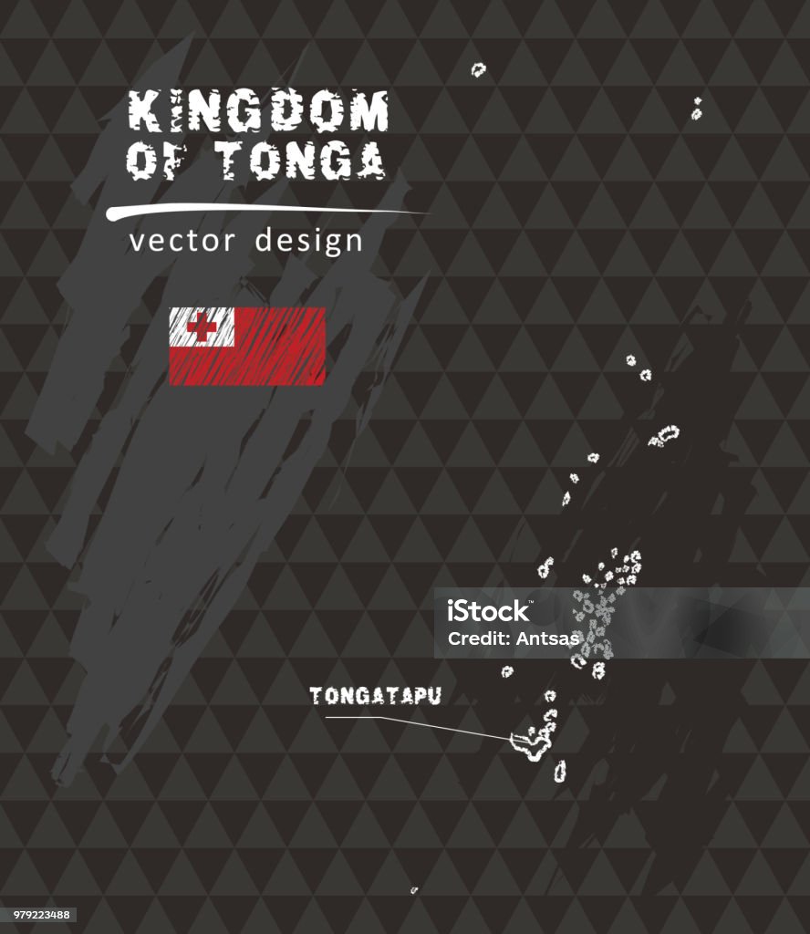 Tonga Vector Tonga Map Vector Pen Drawing On Black Background Stock Illustration ...