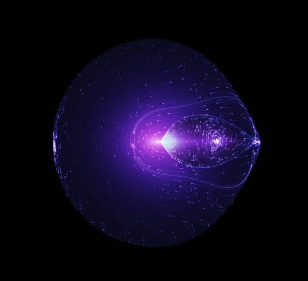 istock Light Beams Flowing Around The Edge Of A Circulal Shaped Futuristic Spaceship. Quantum Mechanics, Antimatter, Magnetic Field, Singularity, Gravitational Waves And Spacetime Concept 979236388
