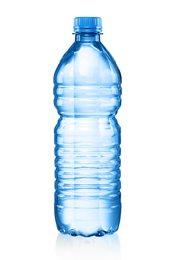 Blank plastic bottle with water isolated on white background