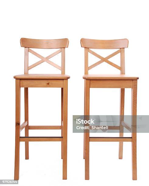 Two Stools In A Row Stock Photo - Download Image Now - Chair, Color Image, Cut Out