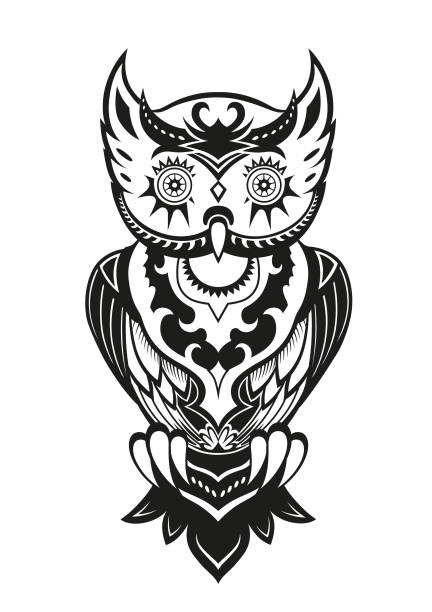 Owl With Ornaments In The Ethnic Style Stock Illustration - Download Image  Now - Art, Indigenous Culture, Owl - iStock