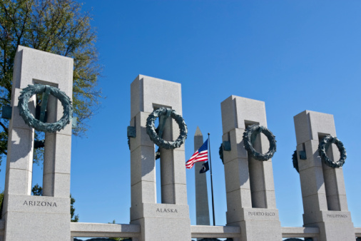 World War II memorial in Washington DC during summer day