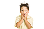 Isolated image of a boy with a surprised look on his face