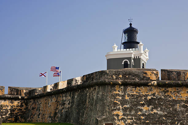 Lighthouse at Fort Morro in Old San Juan, Puerto Rico stock photo