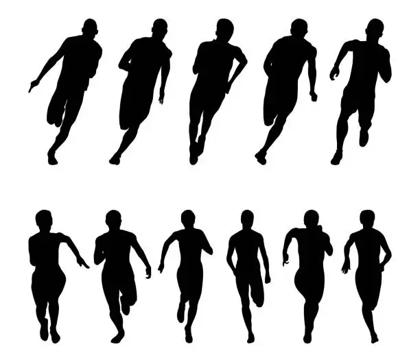 Vector illustration of Set runners sprinters