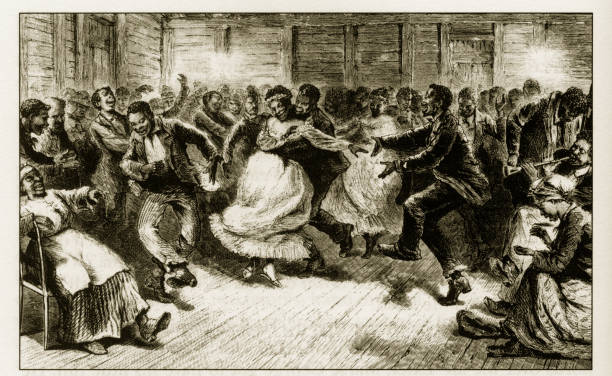 antike frühen amerikanischen gravur darstellung sozialer probleme, ca. 1850 - wedding african descent american culture bride stock-grafiken, -clipart, -cartoons und -symbole