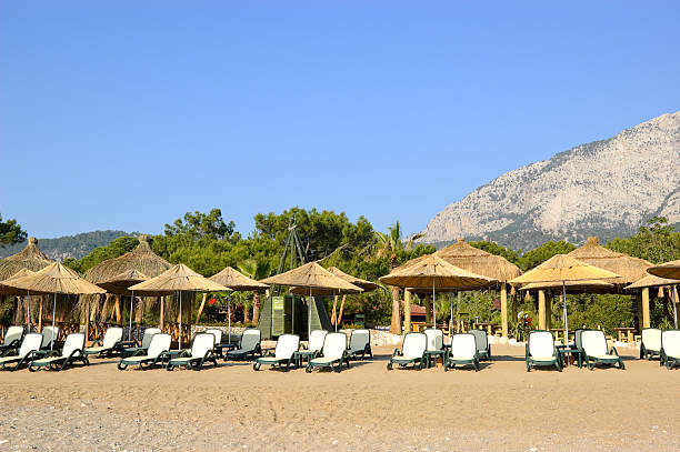 istock Beach at popular Mediterranean Turkish hotel, Antalya, Turkey 97927277
