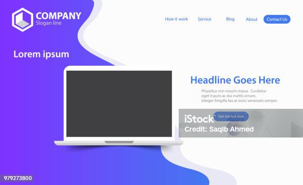New Trendy Seo Optimization Website Landing Page Vector Theme Template Design Stock Illustration - Download Image Now