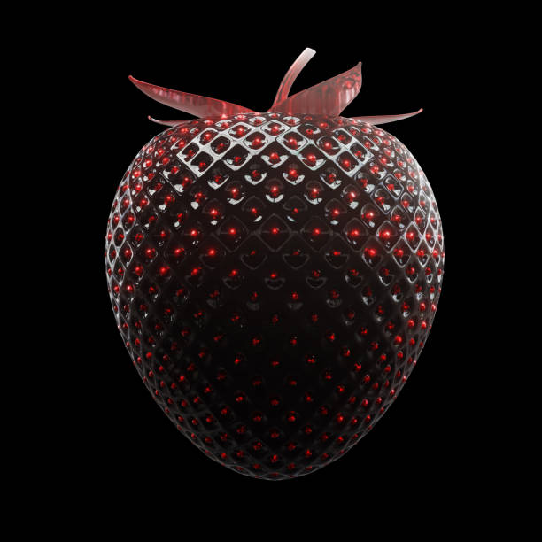 black gold strawberry on black background 3d illustration