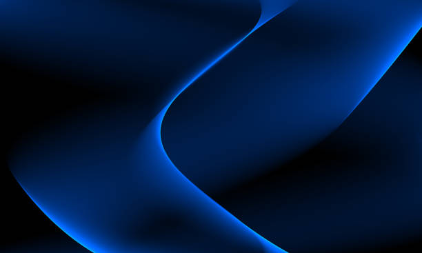 Royal Blue wave on Black background stock photo