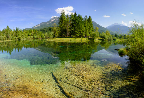 panorama scene in Bavaria with river Isar in canyon