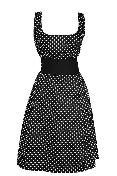 istock Woman black dress in white round 97930220