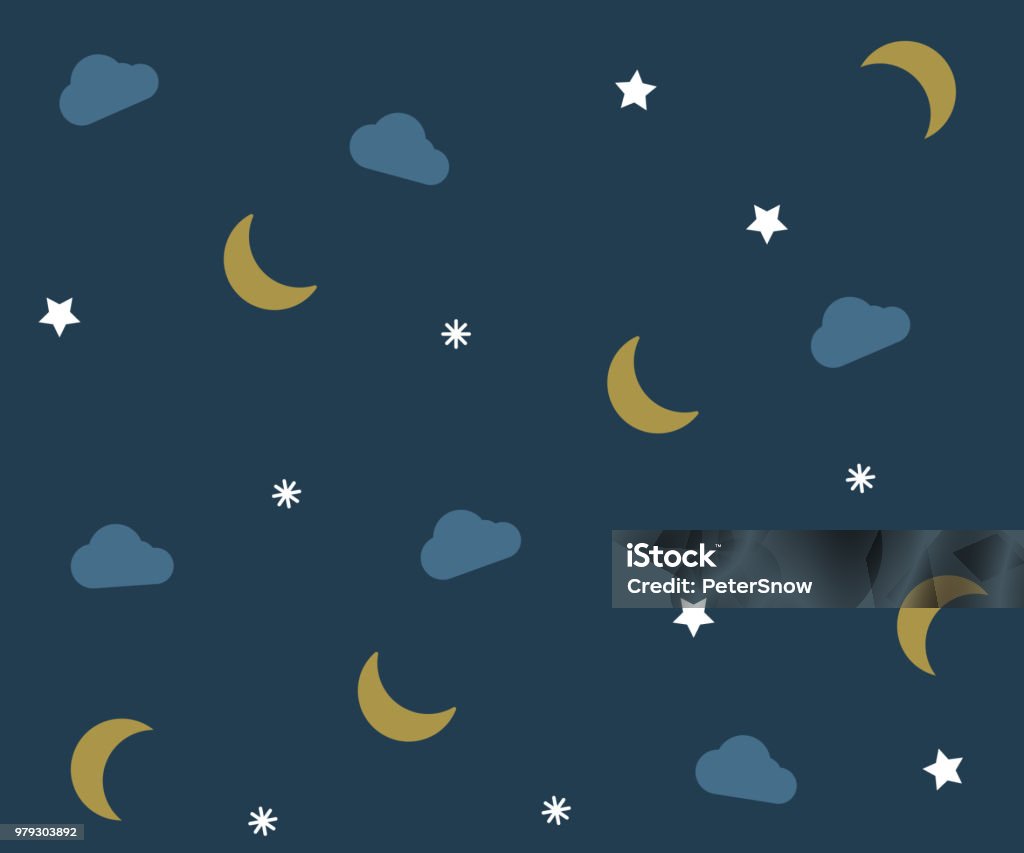 Mô Hình Ban Đêm Với Mây Mặt Trăng Và Các Ngôi Sao Hình Nền Vector ...