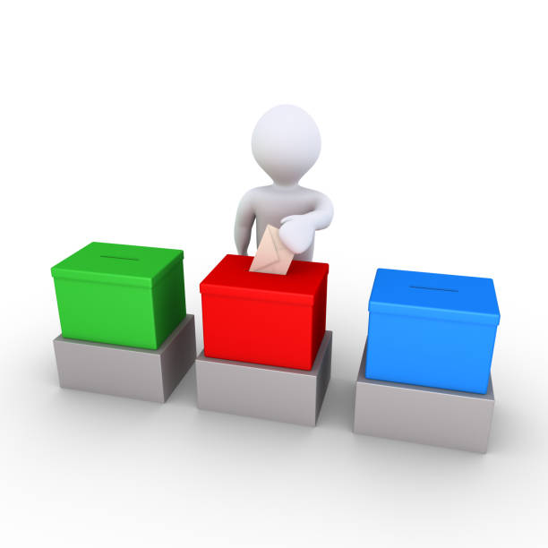 Person is voting among three choices