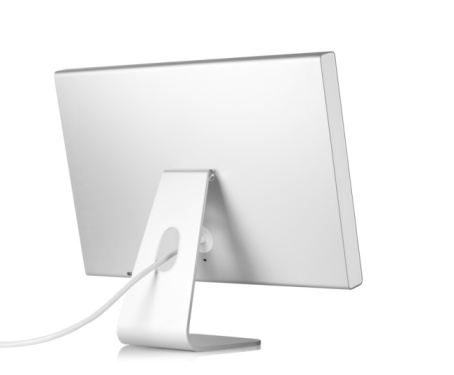 Computer Monitor. Rear view, isolated on white background