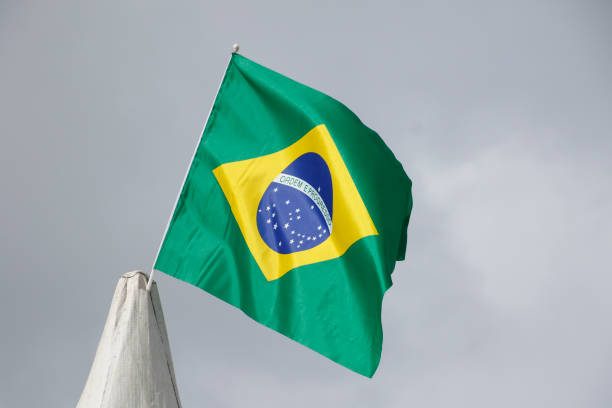 istock Flag of Brazil swayed by the wind 979329136