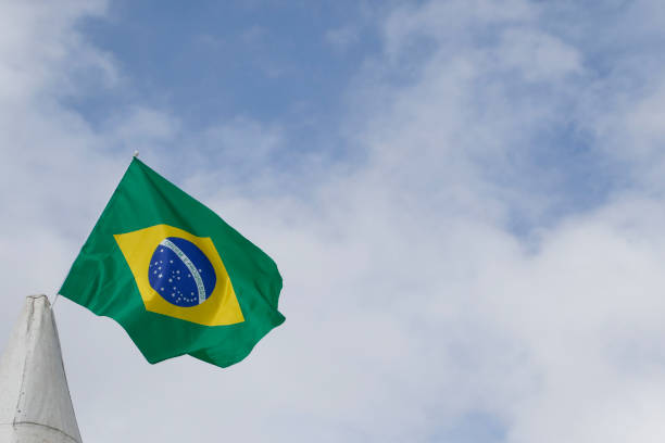 istock Flag of Brazil swayed by the wind 979329210