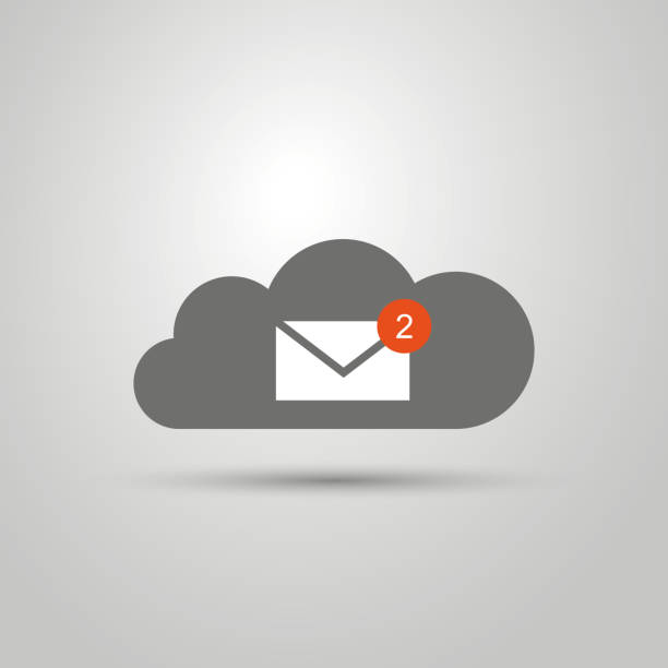 Cloud Based E-Mail, Messaging Concept Design Cloud Computing, Messaging Concept with Envelope - Design Template - Illustration in Editable Vector Format image based social media stock illustrations