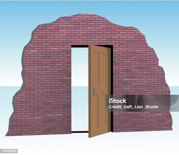 Vector Wall With Open Door Stock Illustration - Download Image Now - Brick, Color Image, Crushed