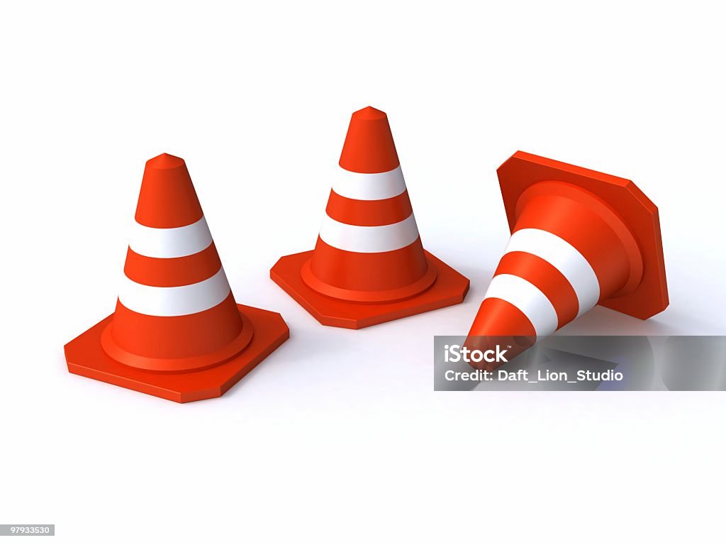 Tre coni di traffico - Foto stock royalty-free di Arancione