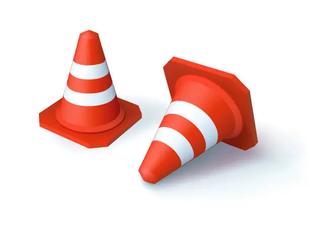 Vector illustration of Two traffic cones