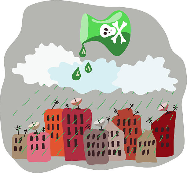 illustrazioni stock, clip art, cartoni animati e icone di tendenza di pioggia acida - acid rain