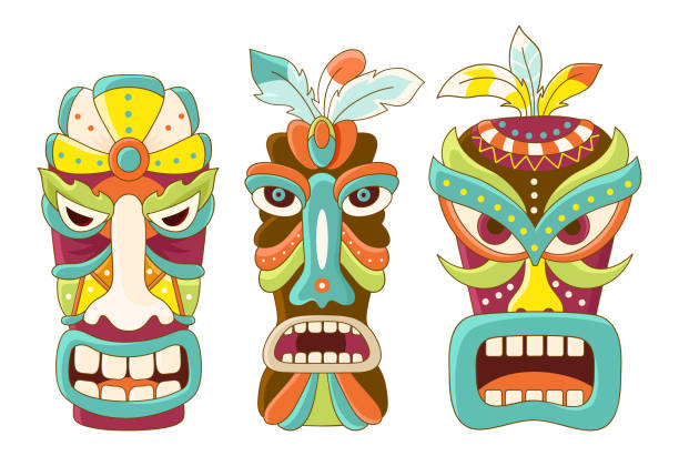 istock Set of tiki tribal mask 979362106