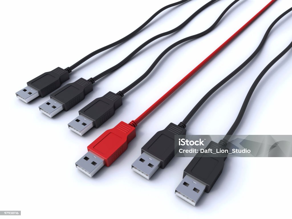 Six USB cables See Lightbox: Cable Stock Photo