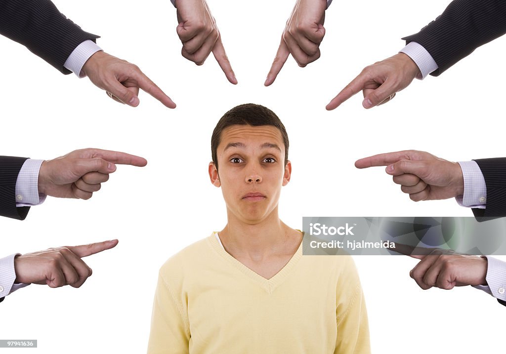 Die Schuldigen einem - Lizenzfrei Mit dem Finger zeigen Stock-Foto