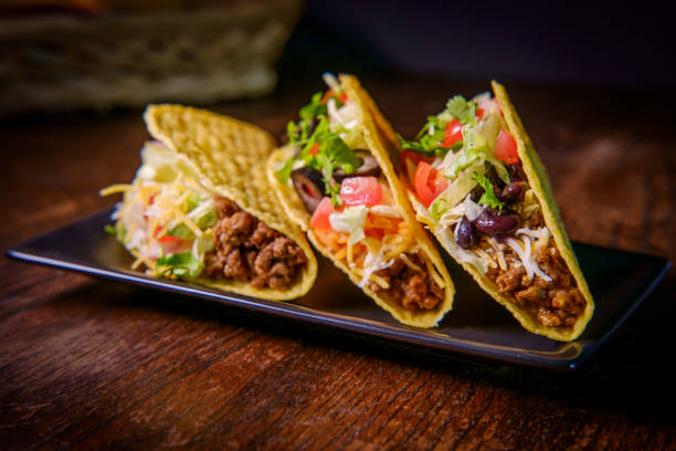 Spicy Mexican Beef Tacos stock photo