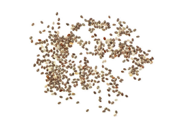 istock Chia seeds on white background. Top view. 979438168