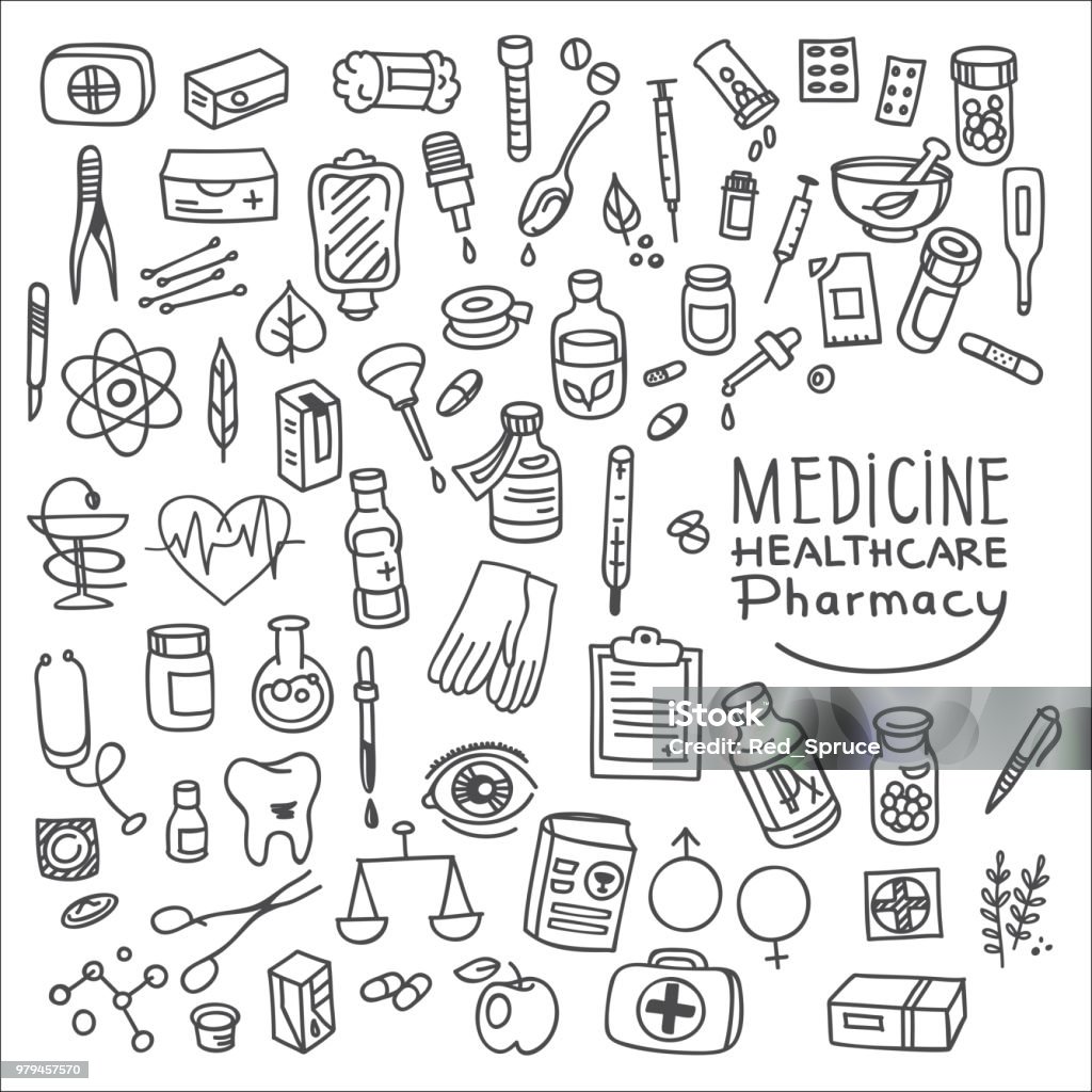 Health care and medicine doodle icon set Health care and medicine doodle icon set, vector illustration Doodle stock vector