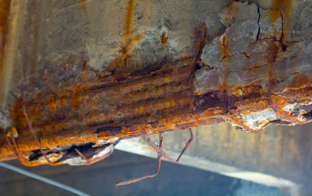 istock Damaged bridge support close - up transportatin concrete 979474388
