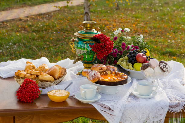 istock he samovar on the dacha table with pastries and fruits 979482438