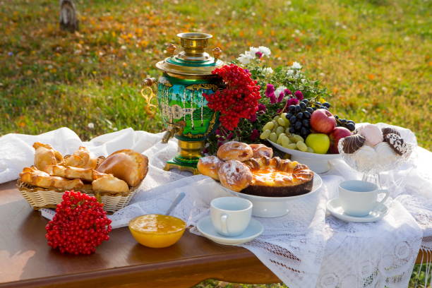 istock he samovar on the dacha table with pastries and fruits 979482678