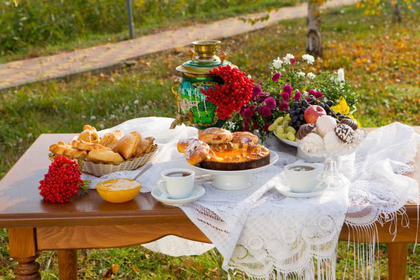 istock he samovar on the dacha table with pastries and fruits 979482728