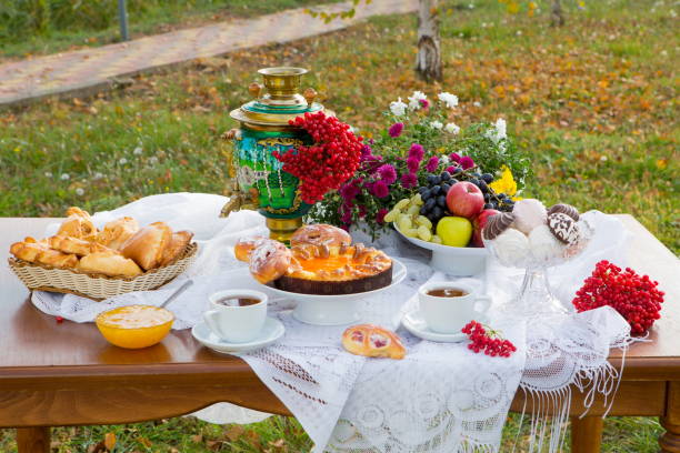 istock he samovar on the dacha table with pastries and fruits 979482838