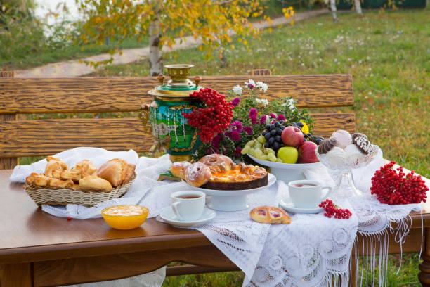 istock he samovar on the dacha table with pastries and fruits 979482846