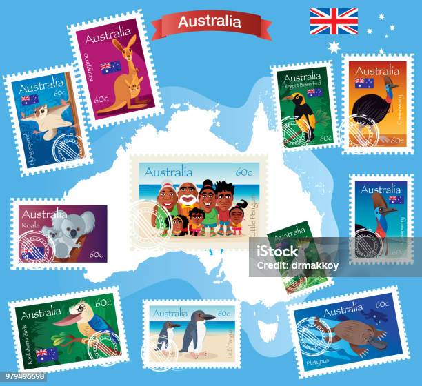 Australia Stamp Stock Illustration - Download Image Now - Postage Stamp, Sydney, Australia
