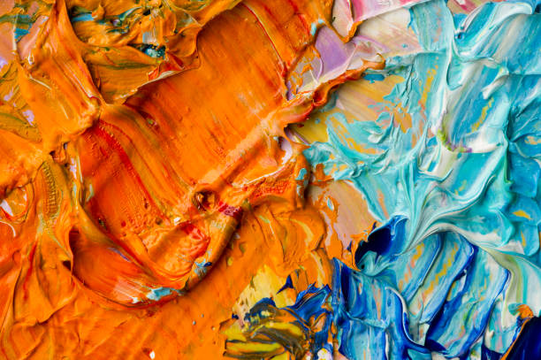 Oil paints macro Oil paints mixed on canvas, artist's palette, material texture, studio shot, colorful abstract art background oil paint palette stock pictures, royalty-free photos & images