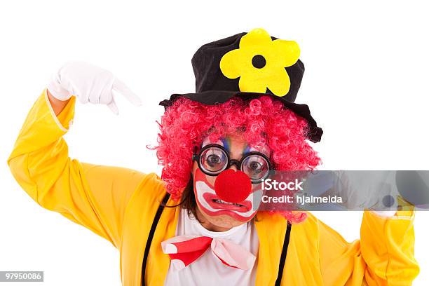 Funny Clown Stock Photo - Download Image Now - Comedian, White Background, Adult