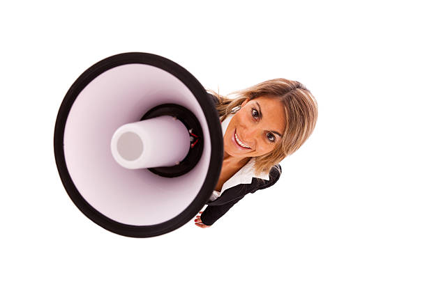 istock businesswoman at the megaphone 97950168