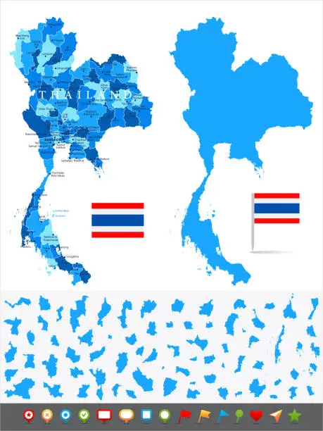 Vector illustration of Map of Thailand - Infographic Vector