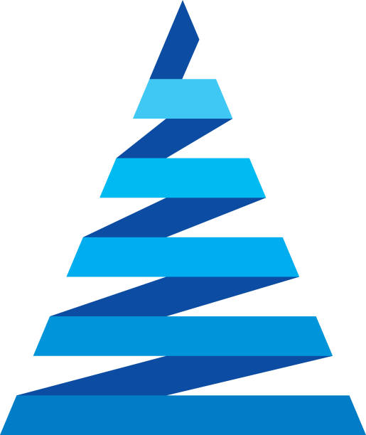 große blaue band pyramide - ribbon powder blue isolated on white isolated stock-grafiken, -clipart, -cartoons und -symbole