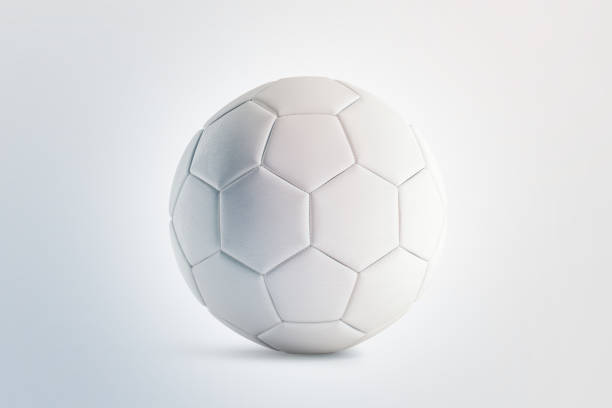 blank white soccer ball mock up, front view - hat trick imagens e fotografias de stock