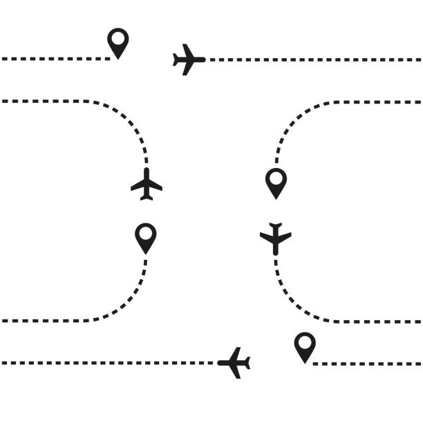 flugzeug und seine spur vektor icon - air vehicle airplane commercial airplane private airplane stock-grafiken, -clipart, -cartoons und -symbole