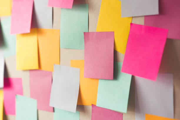 istock Full Frame Shot Of Blank Colorful Adhesive Notes On Bulletin Board 979546156